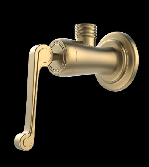 Brushed Gold Brass Angle Valve with Brass Flange – Aquant India